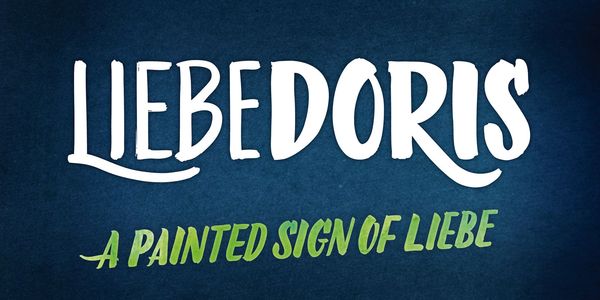 Card displaying LiebeDoris typeface in various styles