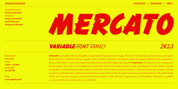 Card displaying Mercato Variable typeface in various styles