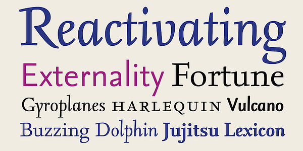 Card displaying Seria  typeface in various styles