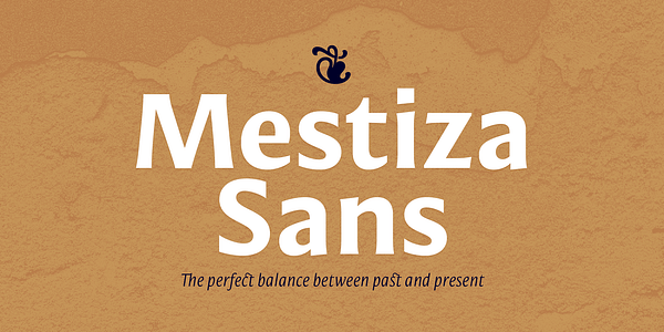 Card displaying Mestiza Sans typeface in various styles