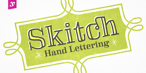 Card displaying Skitch typeface in various styles