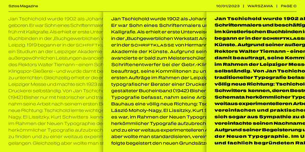 Card displaying Sztos Variable typeface in various styles