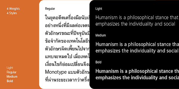 Card displaying Pracharath typeface in various styles