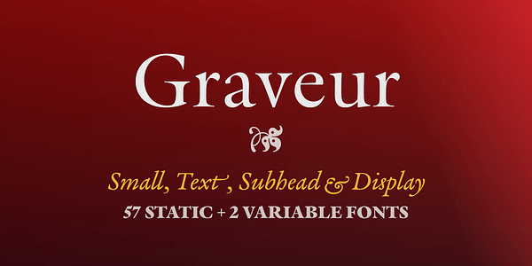 Card displaying Graveur Variable typeface in various styles