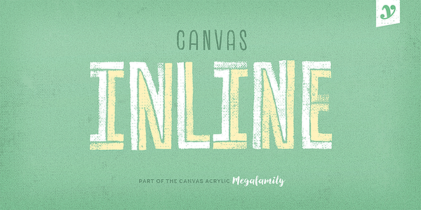 Card displaying Canvas Inline typeface in various styles