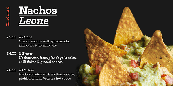 Card displaying Cattivo typeface in various styles