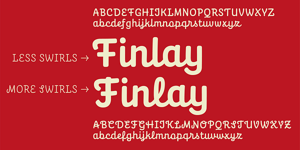 Card displaying Finlay typeface in various styles