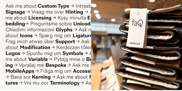 Card displaying New Reason typeface in various styles