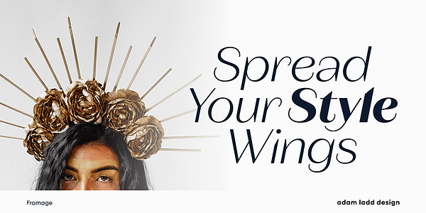 Card displaying Fromage typeface in various styles