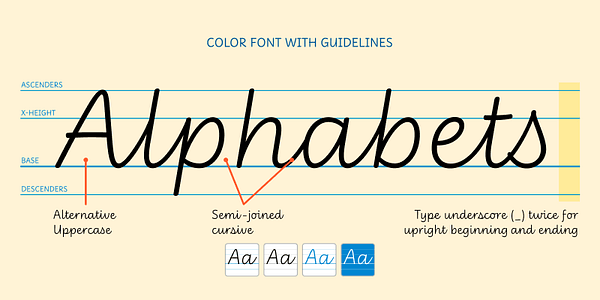 Card displaying Didactica Cursive typeface in various styles