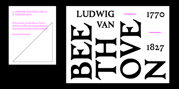 Card displaying Rhau typeface in various styles