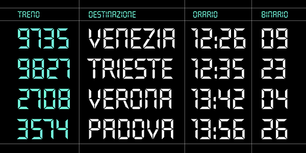 Card displaying Overtime LCD typeface in various styles