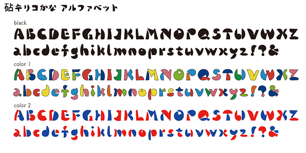 Card displaying Kinuta Kiriko Kana typeface in various styles