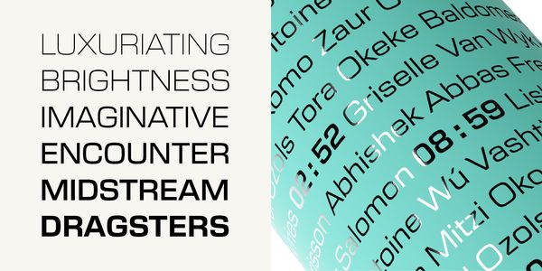 Card displaying New Science typeface in various styles