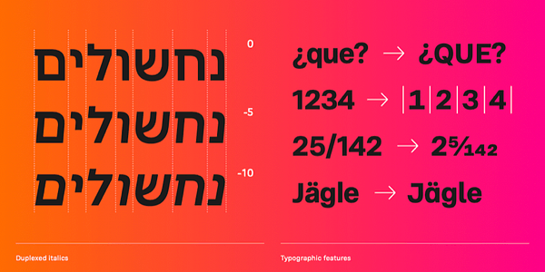 Card displaying Adapter Hebrew Text typeface in various styles