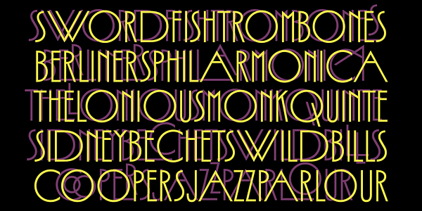 Card displaying Swordfish typeface in various styles