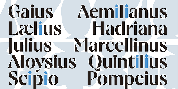 Card displaying Caesura typeface in various styles