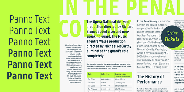 Card displaying Panno Text typeface in various styles