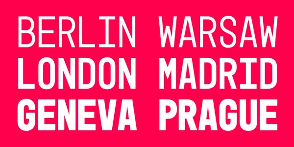 Card displaying Mono45 Headline typeface in various styles