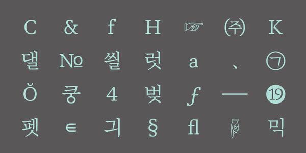 Card displaying AG Choijeongho Screen typeface in various styles
