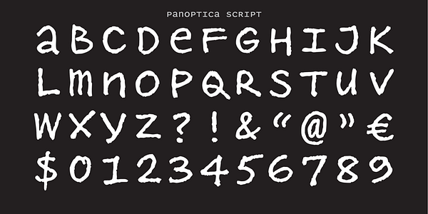 Card displaying Panoptica typeface in various styles