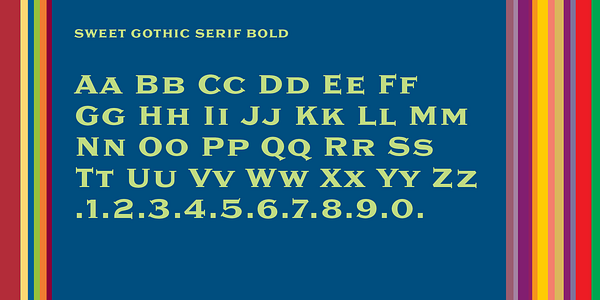 Card displaying Sweet Gothic Serif typeface in various styles