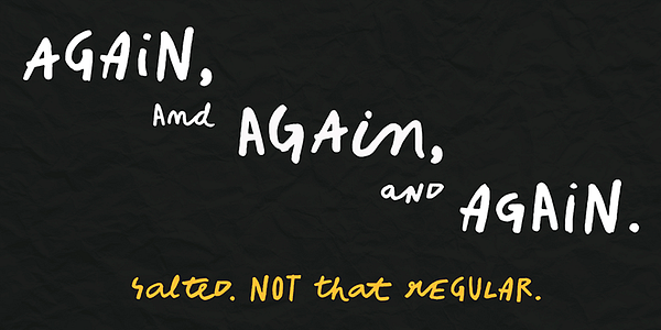 Card displaying Salted typeface in various styles