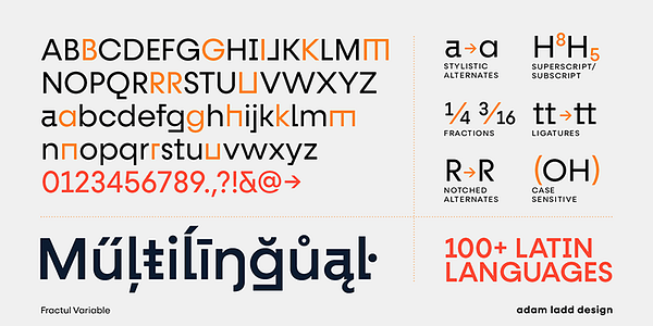 Card displaying Fractul Variable typeface in various styles