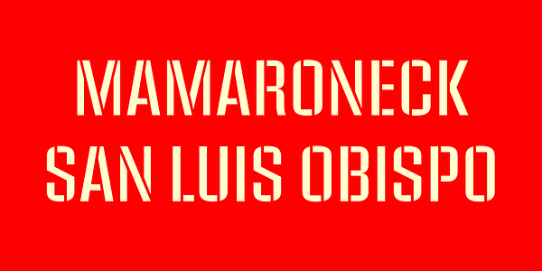 Card displaying Pressio Stencil Condensed typeface in various styles