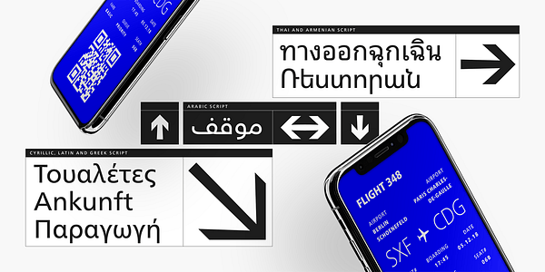 Card displaying Neue Frutiger World typeface in various styles