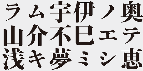 Card displaying AB Ajimin Modern Chiku C/EB typeface in various styles