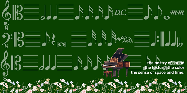 Card displaying Noto Music typeface in various styles