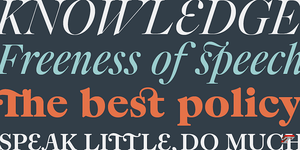 Card displaying Caslonian typeface in various styles