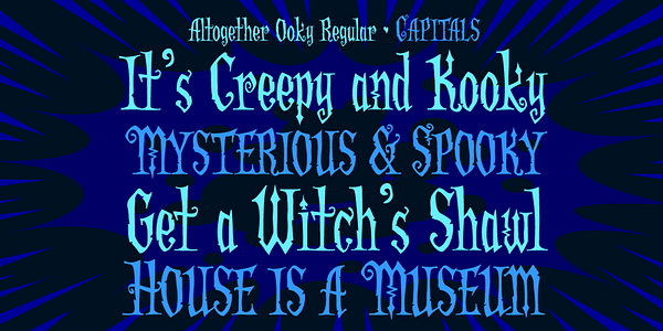 Card displaying CC Altogether Ooky typeface in various styles