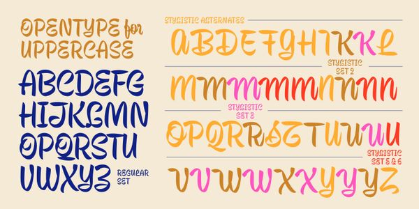 Card displaying Buddies typeface in various styles