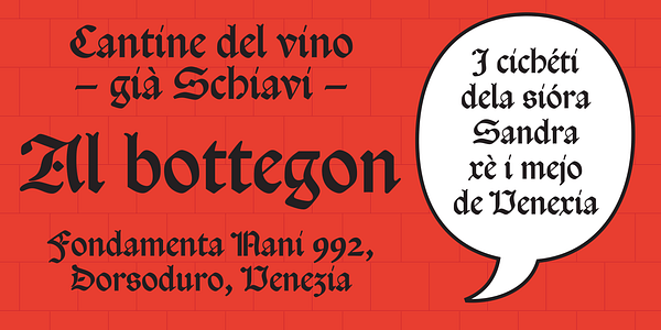 Card displaying Rotunda Veneta typeface in various styles