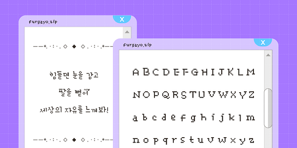 Card displaying Yoon px Furgayo typeface in various styles