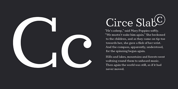 Card displaying Circe Slab typeface in various styles