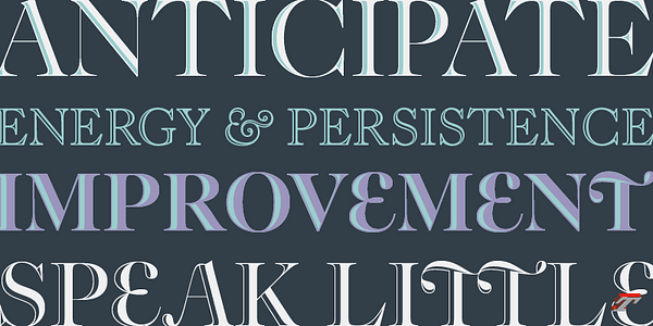 Card displaying Caslonian Open typeface in various styles