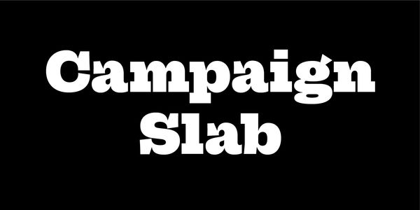 Card displaying Campaign Slab typeface in various styles