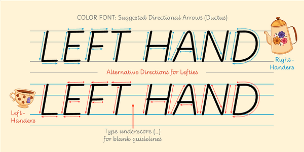 Card displaying Didactica Cursive typeface in various styles