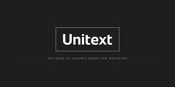 Card displaying Unitext typeface in various styles