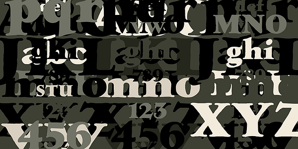 Card displaying LTC Hess Monoblack typeface in various styles
