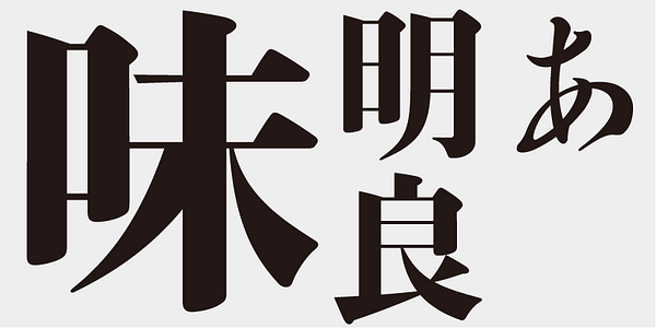 Card displaying AB Ajimin Ryo/EB typeface in various styles