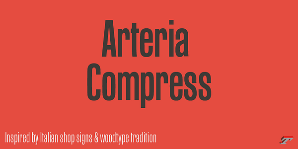 Card displaying Arteria Compress typeface in various styles