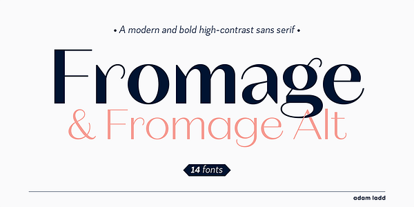 Card displaying Fromage typeface in various styles