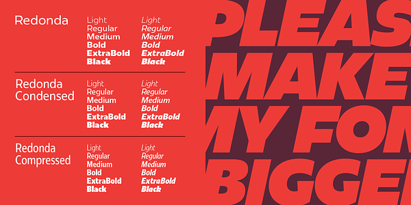 Tarjeta con el tipo de letra Redonda en varios estilos