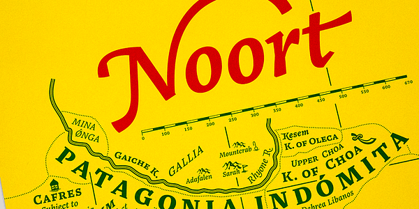 Card displaying Noort typeface in various styles