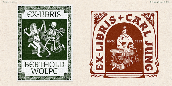 Card displaying Thanatos Variable typeface in various styles