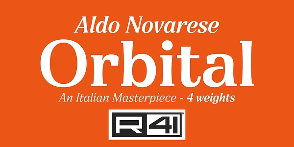 Card displaying Orbital typeface in various styles